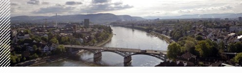 Blick über Basel Richtung Wettsteinbrücke und den Osten der Stadt
